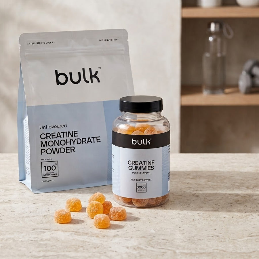 Kreatino Bulk komplektas: milteliai + guminukai